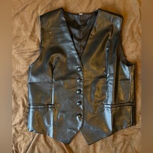 Black Faux Leather Vest
